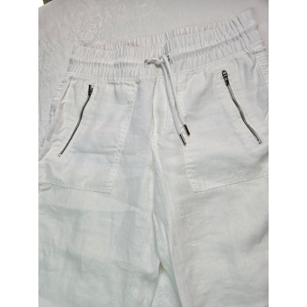 Athleta Cabo Linen Jogger Pants White 100% Linen Elastic Waist Size 0 - Picture 2 of 10